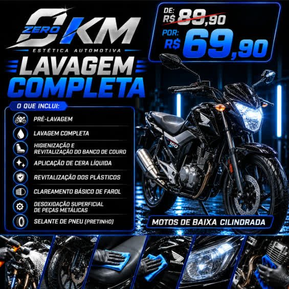 Lavagem completa de moto